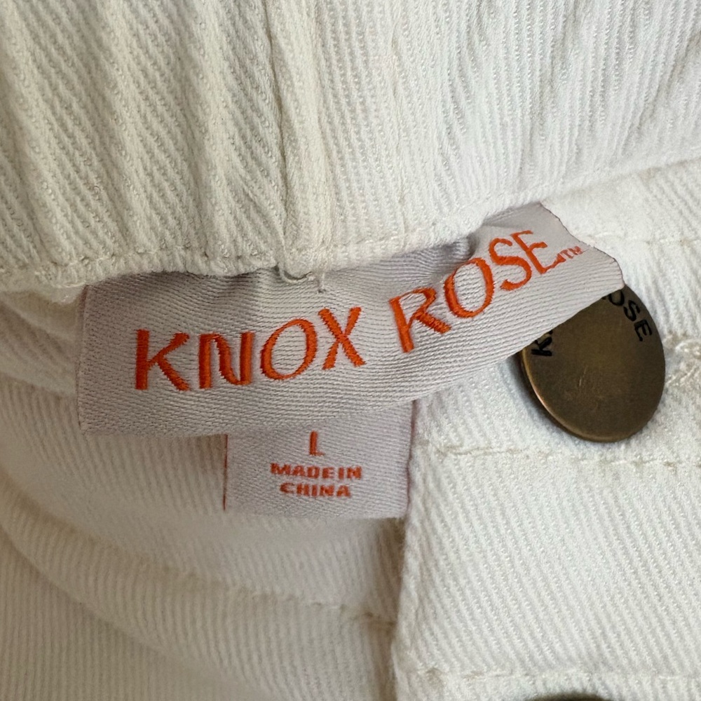 Knox Rose Mid-Rise Tapered Fit Cargo Pants - Egret Off-White Large - Picture 4 of 5